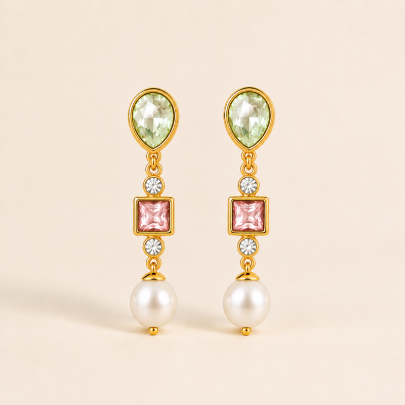 Celeste pearl tear drop earrings with gold-tone finish