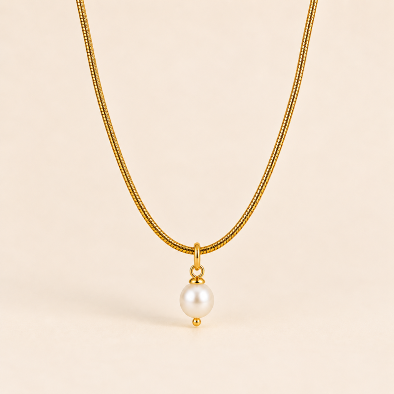 Pearl Snake Charm Necklace