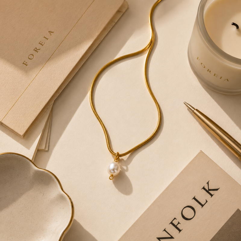 Pearl Charm Snake Chain Necklace