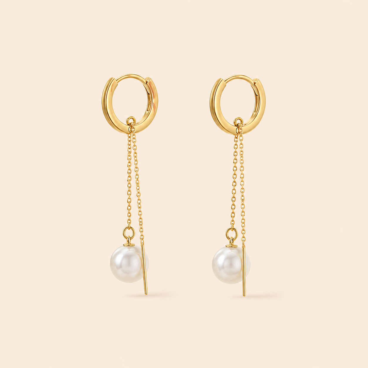Pearl Drift hoop earrings with elegant pearl accents and gold-tone finish