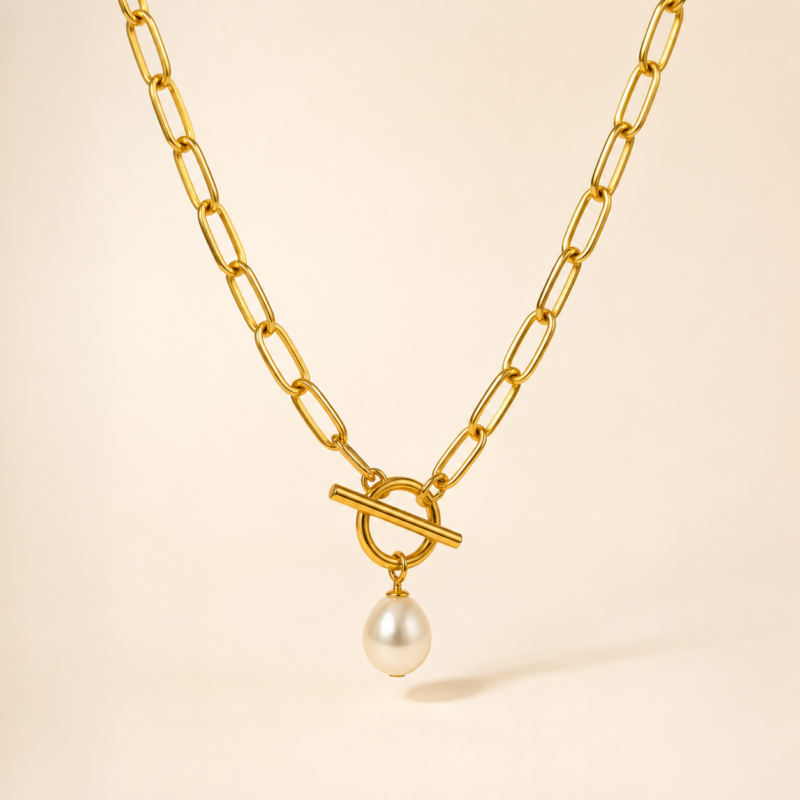 Pearl Link Toggle Necklace