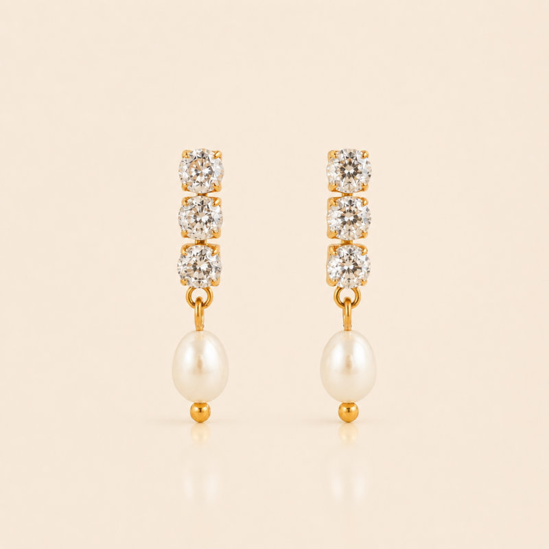 Starlight Pearl Bar Earrings